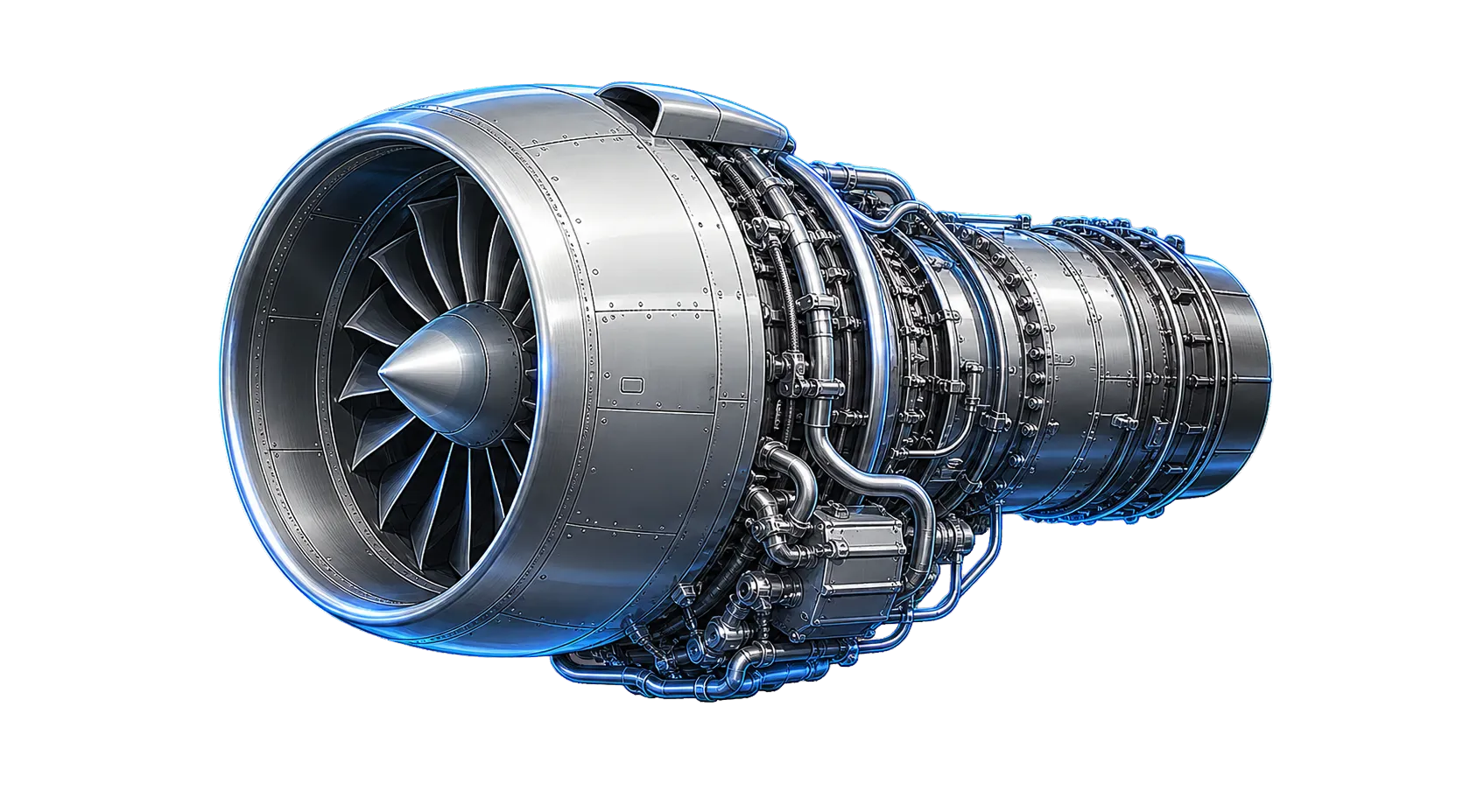 Technical illustration of an aircraft turbine engine assembly
